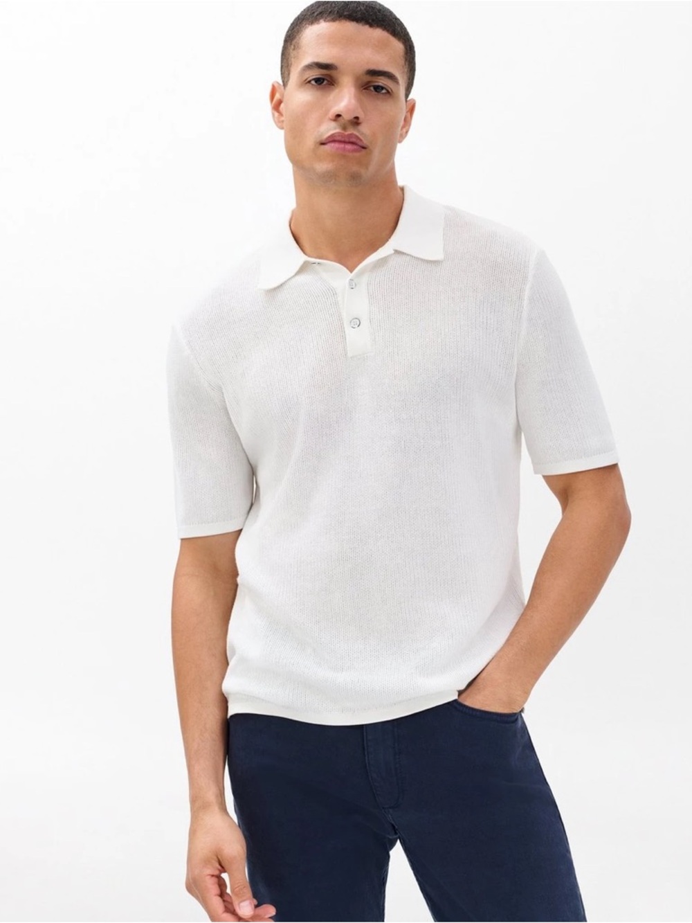 rag & bone Harvey Knit Short-Sleeve Knit Polo Shirt